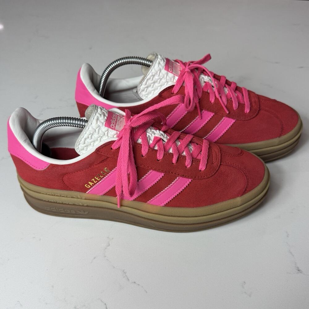 Adidas Gazelle Bold Collegiate Red Lucid Pink Women’s Size 9 Sneakers Shoes